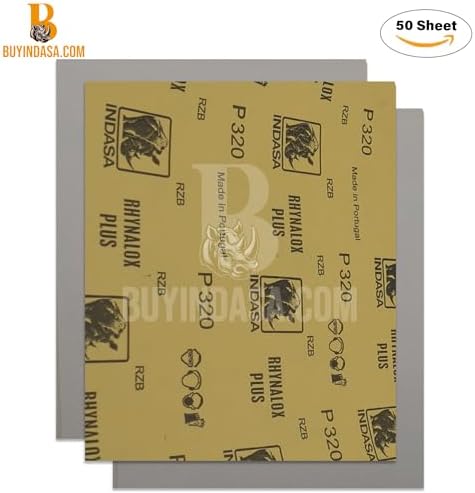 Indasa 50 PCS 9x11 Sandpaper Rhynalox Plusline - 150 Grit Dry Sanding Sheets, Professional-Grade Abrasive for Wood, Metal, Automotive, and Paint Finishing - Durable, Clog-Resistant Sand Paper