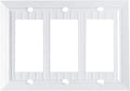 Pure White Classic Beadboard Wall Plates,Light Switch Covers,Electrical Outlet Covers, Switch Plates of Various Combination, Nature Bamboo Fiber Wall plate (3 Gang Decorator 1 Pack)