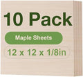 10 Pack Maple Plywood Sheets, 12 x 12 x 1/8 Inch, 3mm Plywood for Laser Cutting, Thin Unfinished Wood Sheets for Architectural Models, Wood Burning and DIY Wood Crafts