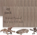 48 Pcs Walnut Unfinished Wood Craft, 16 x 16 x 1/8 Inch - 3mm Thick Walnut Unfinished Plywood for Laser Cutting & Engraving, School DIY Projects, Painting, Fretwork, CNC Cutting, and Wood Burning