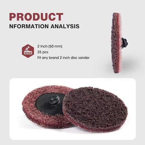 25 PCS Sanding Discs 2 Inch Quick Change Disc with 1/4" Shank Holder Snap-On Grinding Disc for Die Grinder Sanding Disc Medium Surface Conditioning Discs for Burr Finish Rust Paint Removal