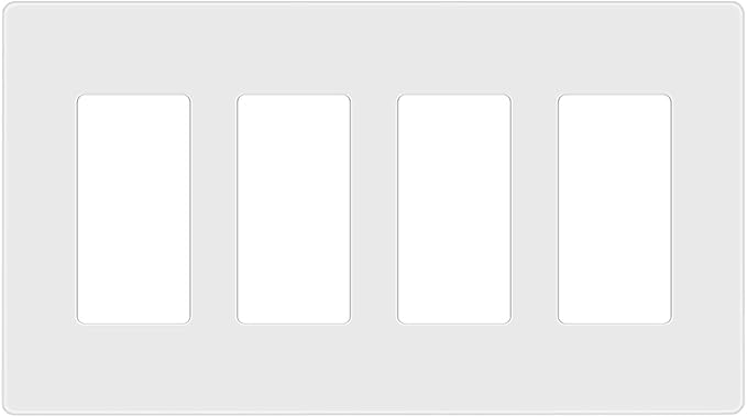 ENERLITES - SI8834-W-STICKER Screwless Decorator Wall Plates Child Safe Outlet Covers, Size 4-Gang 4.68" H x 8.30” L, Unbreakable Polycarbonate Thermoplastic, SI8834-W, Glossy, White