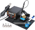 902D IV T12 Hot Air Soldering Station 2-IN-1 Kit with Extra Large Display, Small Silicone Work Mat, 2 Soldering Tips, 2 Lead-free Solder, Solder Sucker, ESD-Safe Tweezers