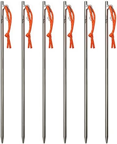 TiTo Titanium Tent Pegs Stakes Lightweight Snowfield Grassland Heavy Duty Tent Nails for Outdoor Camping Hiking and Plant Support Garden Stakes 4pcs/6pcs (8×350mm-6pcs)