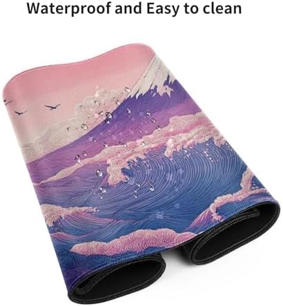 XXXL Extended Desk Mat 48"x24", Japanese Wave Aesthetic Gaming Mouse Pad
