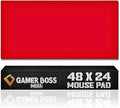 Gamer Boss - Gaming Mouse Pad - 48 x 24 Inches - 4mm Thick with Stitched Edges, Non-Slip Rubber Base, Premium Cloth Mousepad, Desk Mat for Laptop, Keyboard, Computer & PC (Mega, Red)