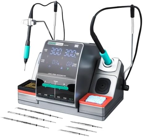 SUGON T3602 Professional Soldering Station 2 Sec Rapid Heat Up, with 6 Soldering Iron Tip, 110V Soldering Iron Station with Temperature Adjustment 212-842°F,Solder Iron Replacement Rack etc