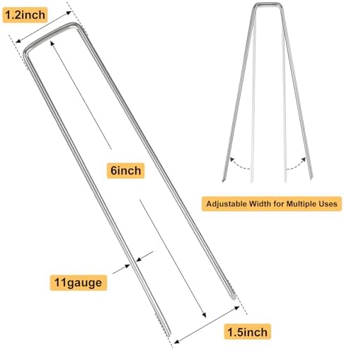 Whonline 400 Pack Landscape Staples 6 Inch, Galvanized Garden Stakes