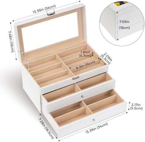 ProCase 3-Layer Sunglasses Storage Organizer -White