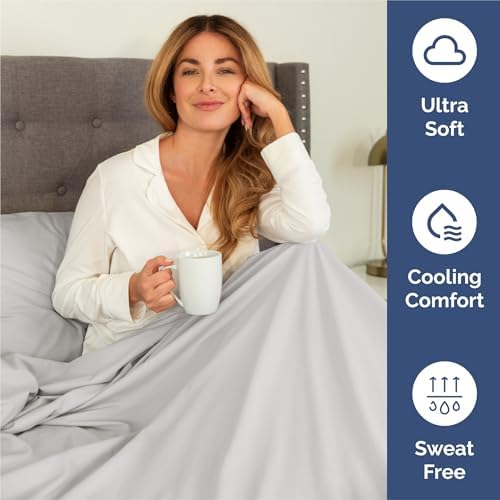 Split King Size 5 Piece Sheet Set - Breathable & Cooling - French Grey