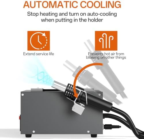 Bakon 852d+ Heat Gun And Soldering Iron 2-In-1 Kit, Smd Hot Air Rework Soldering Station, Multiple Functions Electronics Kit, Led Digital Display, Knob Type Adjustable Temperature