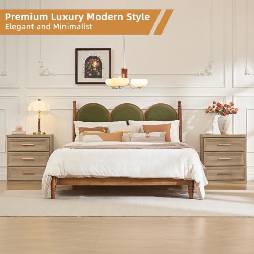 RWYHG Night Stand 3 Drawer Storage 26" Tall Wood with Gold Handle