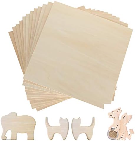 12 Pack Basswood Sheets 1/8 x 12 x 12 Inch Plywood Board, Thin Natural Unfinished Wood for Crafts, Hobby, Model Making, Wood Burning and Laser Projects