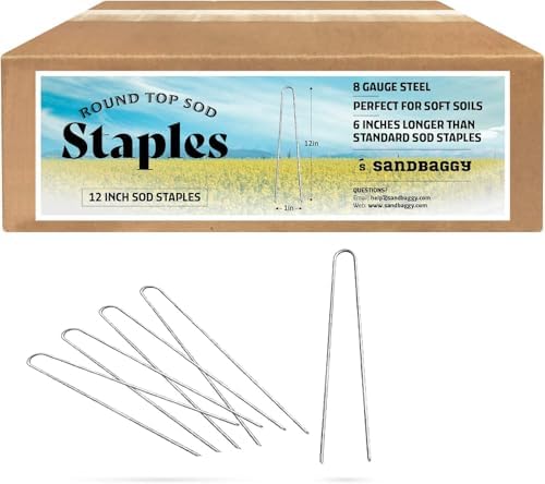 Sandbaggy 12 inch Extra Long Landscape Staples~ Landscape Fabric Pins, Ground Cover -Garden Lawn Stakes Heavy Duty - Fence Anchors - Lawn Nails - (10000 Staples)