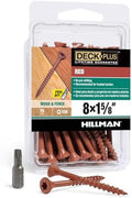 Deck Plus 1-5/8 Inch Epoxy Coated Exterior Wood and Fence Screws #8 x 1-5/8" Torx/Star Drive Included Coarse Thread, Outdoor Rust Resistant Decking Screw, Red, 75 Pieces | 42597