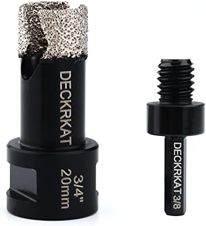 3/4” Diamond Hole Saw with Slots 20mm Vacuum Brazed Tile Hole Saw for Porcelain Granite Brick Concrete with 5/8-11 Thread to 3/8” Hex Shank Adapter Fit Both Angle Grinders & Electric Drills