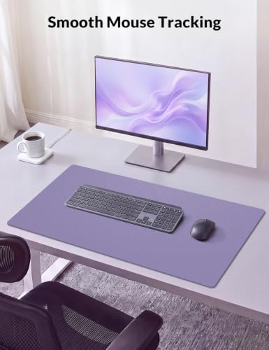Leather Desk Mat 36" x 17", Lavender PU Leather Desk Pad Protector