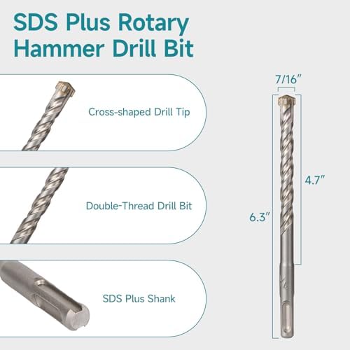 7/16 Inch x 6.3 Inch SDS Plus Rotary Hammer Drill Bit
