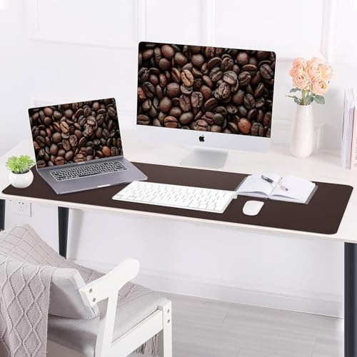 AFIING Cork Desk Mat 55" x 17", Dual-Sided Natural Cork & PU Leather Desk Pad, Non-Slip Waterproof Large Mouse Pad for Office, Home & Gaming (Coffee)