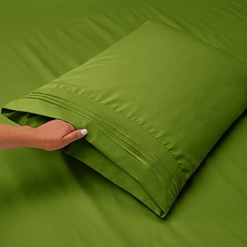 Hearth & Harbor Queen Size Sheets - 4 Piece Bed Sheet Set, Hotel Luxury Double Brushed Bed Sheets - Extra Soft Bedding Sheets & Pillowcases, Queen, Calla Green