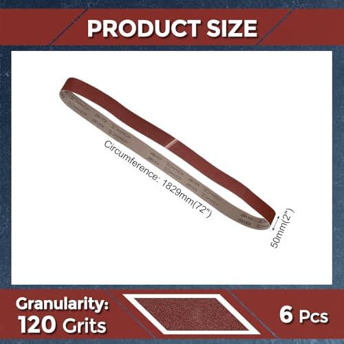 6 Pcs Sanding Belts 2 x 72 Inch 120 Grit Aluminum Oxide