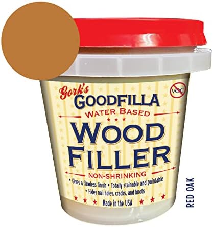 Goodfilla Red Oak, 8 oz, Wood and Grain Filler, Stainable, Tintable, Sandable, Zero Waste, Non-Toxic, USA Made