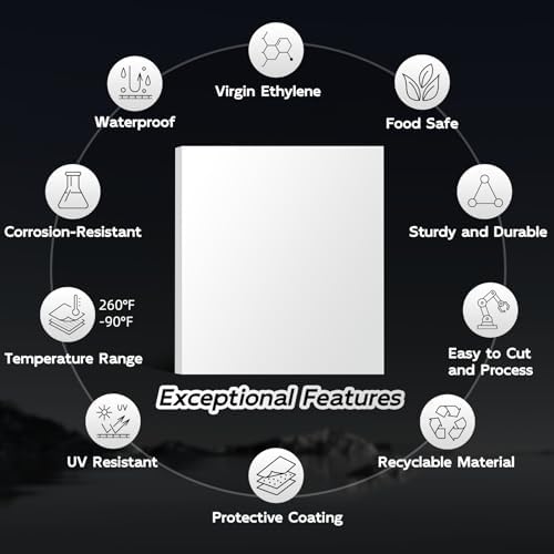 HDPE Sheet 1/2" Thick - 6"x6" HDPE Plastic Sheet, White Plastic Sheet for Crafts, DIY Projects, and Industrial Use
