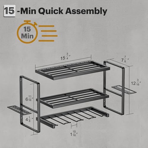 Spampur Power Tool Organizer, 3 Layers 4 Drill Holder Wall Mount