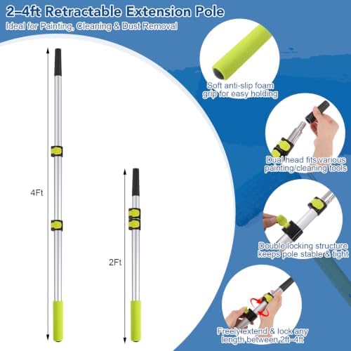 40PCS All in One Paint Roller Kit with 4Ft Telescopic Extension Pole