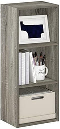 Furinno LUDER Book Shelf, 3-Cube Bookshelf, Bookcase with Open Shelves, 9.3 x 12 x 31.5, Easy Assembly, for Living Room, Bedroom, Home Office, French Oak