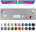 Aothia Faux Leather Desk Mat - Non-Slip PU Leather Desk Blotter, Waterproof Writing Surface, Large Desk Pad for Office & Home (Light Grey, 55" x 17")