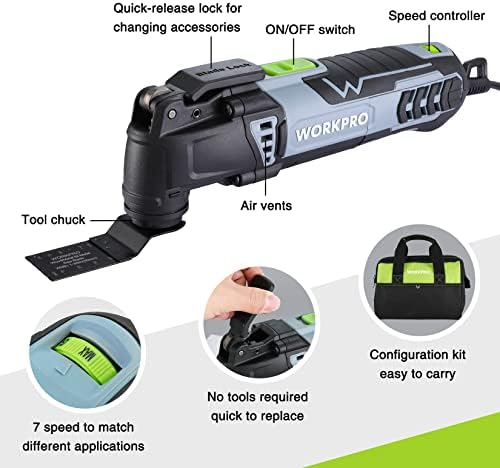 WORKPRO 3.0 Amp Corded Oscillating Multi-Tool Kit