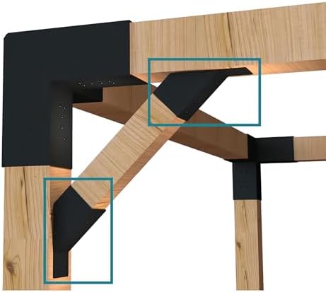 8Pcs 45 Degree Angle Brackets for Pergola Kits - Heavy-Duty Metal Gazebo Brackets & 2x4 Wood Connector, Universal DIY Pergola Bracket Kit with Lumber Compatibility