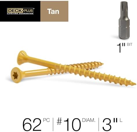Deck Plus Deck Screws, #10 x 3in, 730 Pack, Tan