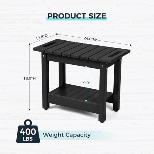 Waterproof Shower Bench, 24" HIPS Shower Stool for Shaving Legs