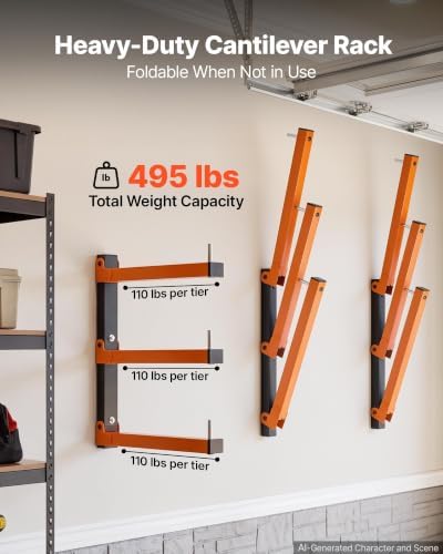 VEVOR Lumber Rack, 3-Tier 3-Pack 110 lbs per Tier, Foldable Wood Storage
