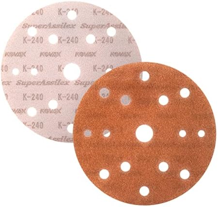 Super Assilex Flexible 6 inch Sanding Discs, Brown K-240, 15 Holes, Hook & Loop, 193-2537, 25 Discs