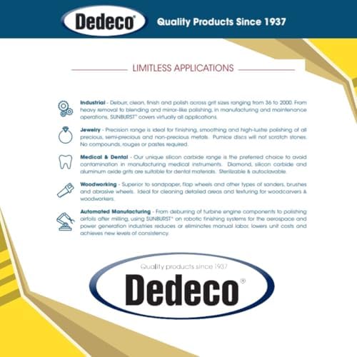 Dedeco Sunburst Radial Bristle Discs 12-Pack - 4" Curved - 3/8" Arbor - Yellow 80 Grit (Coarse) - Aluminum Oxide for Polishing & Finishing