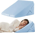 Bedluxe Wedge Pillow for Sleeping, Adjustable 9&12 Inch Foldable Bed Wedge Pillow Set, Orthopedic Memory Foam Triangle Pillows Wedge, 7-in-1 Elevated Pillows for Leg and Back Support, Light Blue