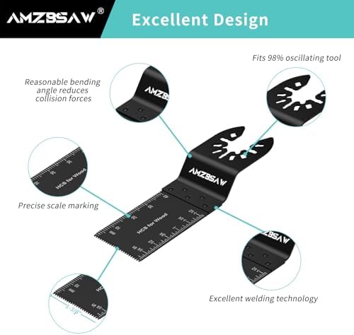 AMZBSAW 200PCS Titanium & HCS Oscillating Blades for Wood, Metal & Plastic