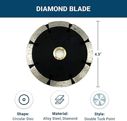 Benchmark Abrasives Premium 4.5" Double Tuck Point Diamond Blade with 7/8" Arbor 5/8" Bushing for Mortar Removal, Grout Repair, Masonry, Concrete Stone Angle Grinder Blade