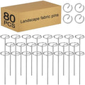 80 Pcs 6-Inch Heavy-Duty Galvanized Landscape Staples – Thickened 8 Gauge Circle Top Pins, Rust-Resistant for Weed Barrier, Landscape Fabric, and Garden Projects