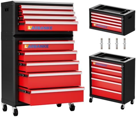LARBANKE 9-Drawer Rolling Tool Chest with Wheels,Lockable Tool Cabinet
