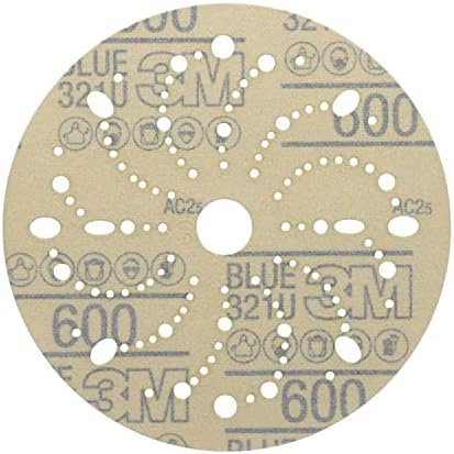 3M Hookit Blue Abrasive Disc, 321U, 36183, 6 in, 600+ Grade, Multi-Hole