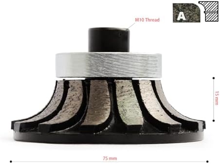 Generic A30 1-1/4 inch Bullnose Diamond Hand Profile Wheel Segmented Granding Router Bit with M10 Thread for Stone Granite Marble Concrete Quartz Countertop Floor Tile Edge