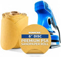 6 Inch Sanding Discs 120 Grit, 100 Pack Sandpaper Discs PSA Adhesive Sandpaper Roll No Hole - Disc Gold Round Sanding Paper, Durable Sand Paper for Wood, Auto Body, Metal, Paint for Surfaces