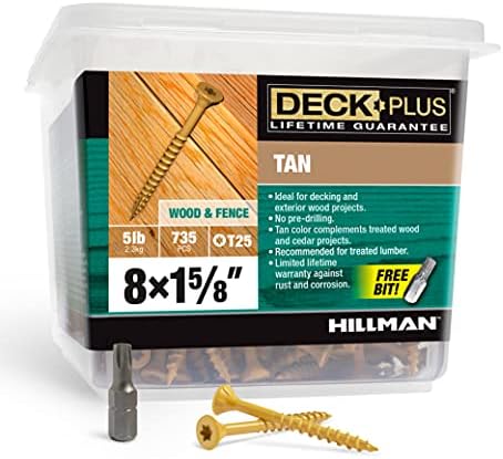 Deck Plus Wood Screws, #8 x 1-5/8in, 5lb Box, 735 Pieces, Tan
