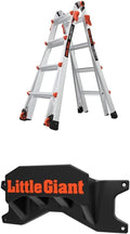 Little Giant Ladders Velocity M17 17 Ft Multi-Position Aluminum Ladder with Wheels, Type 1A, 300 lbs Weight Rating + Ladder Rack Accessory, Black/Orange