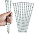 10-Inch Heavy-Duty Landscape Stakes, Galvanized Metal Spiral Ground Anchoring Spikes for Paver Edging, Artificial Turf, Weed Barrier Fabric and More (60 Pack)