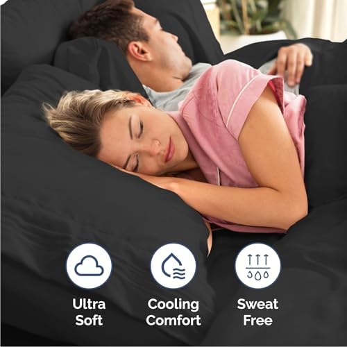 Cal King Size 4 Piece Sheet Set - Comfy Breathable & Cooling Sheets - Black